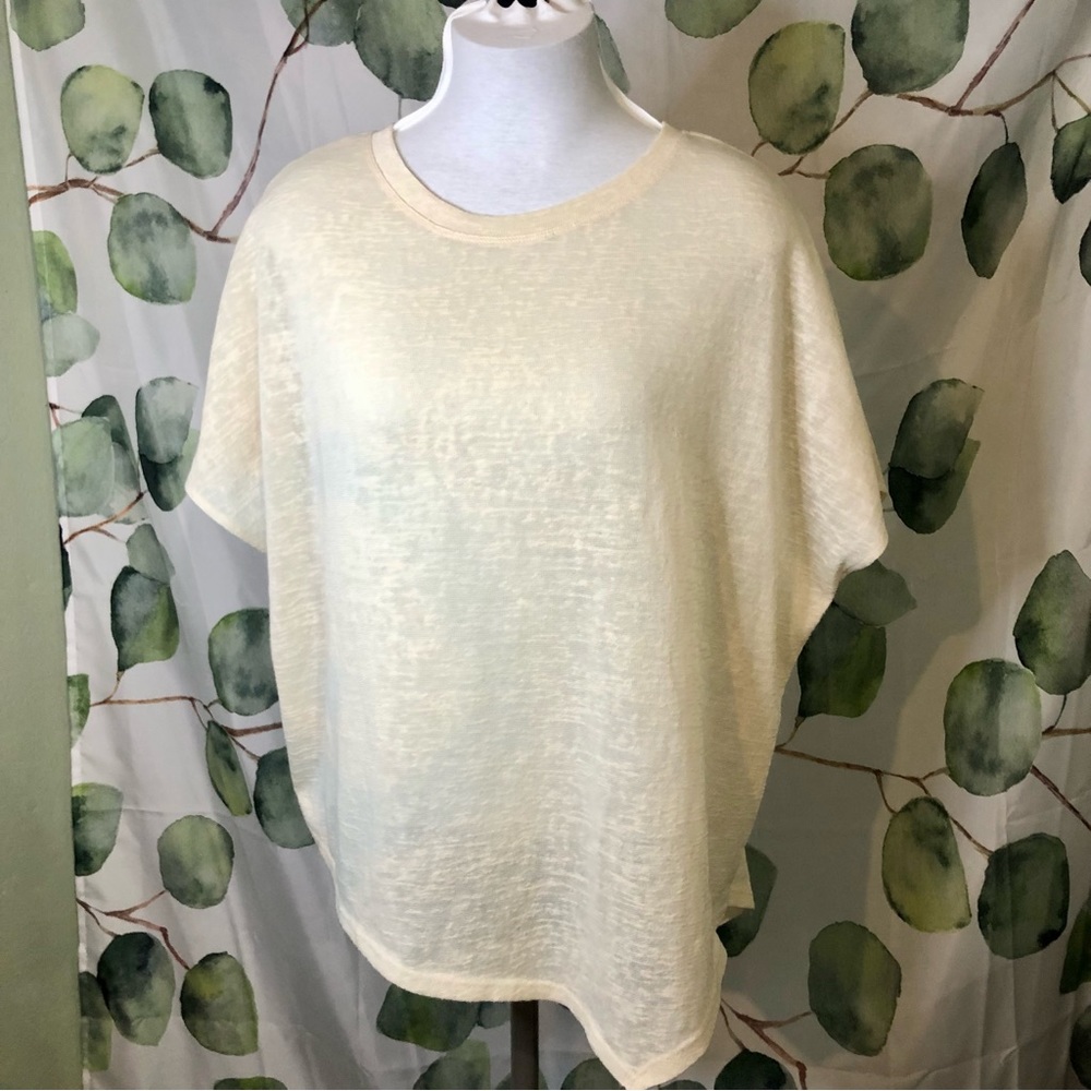 Umgee Oversized with Asymmetrical Hemline Shirt Small Batwing Sleeves